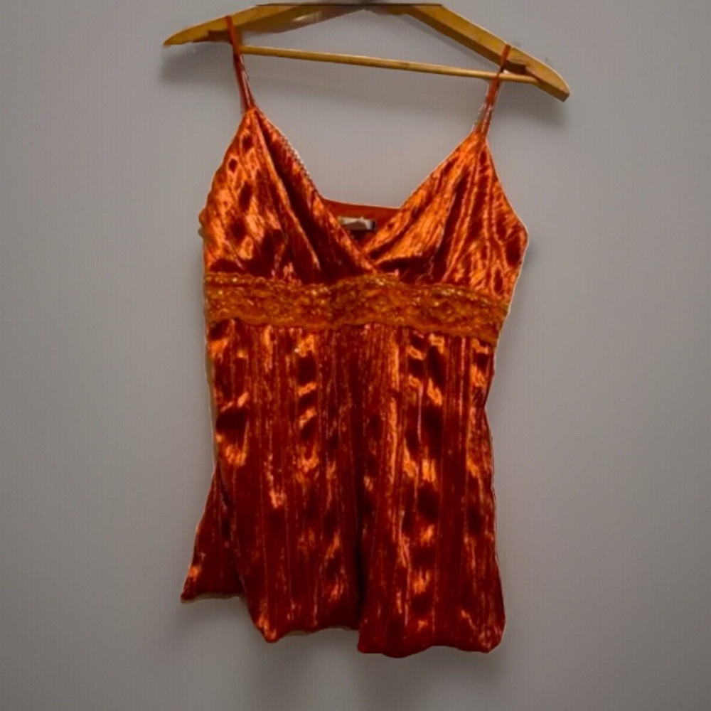 Embellished Ladies Boutique Camisole, Vintage Crushed Velvet Evening Wear, LARGE
